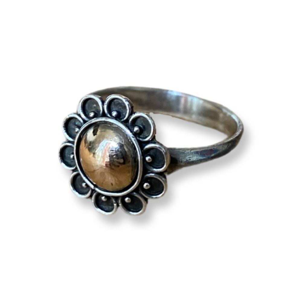Sunflower Ring in 18K Gold & Sterling Silver
